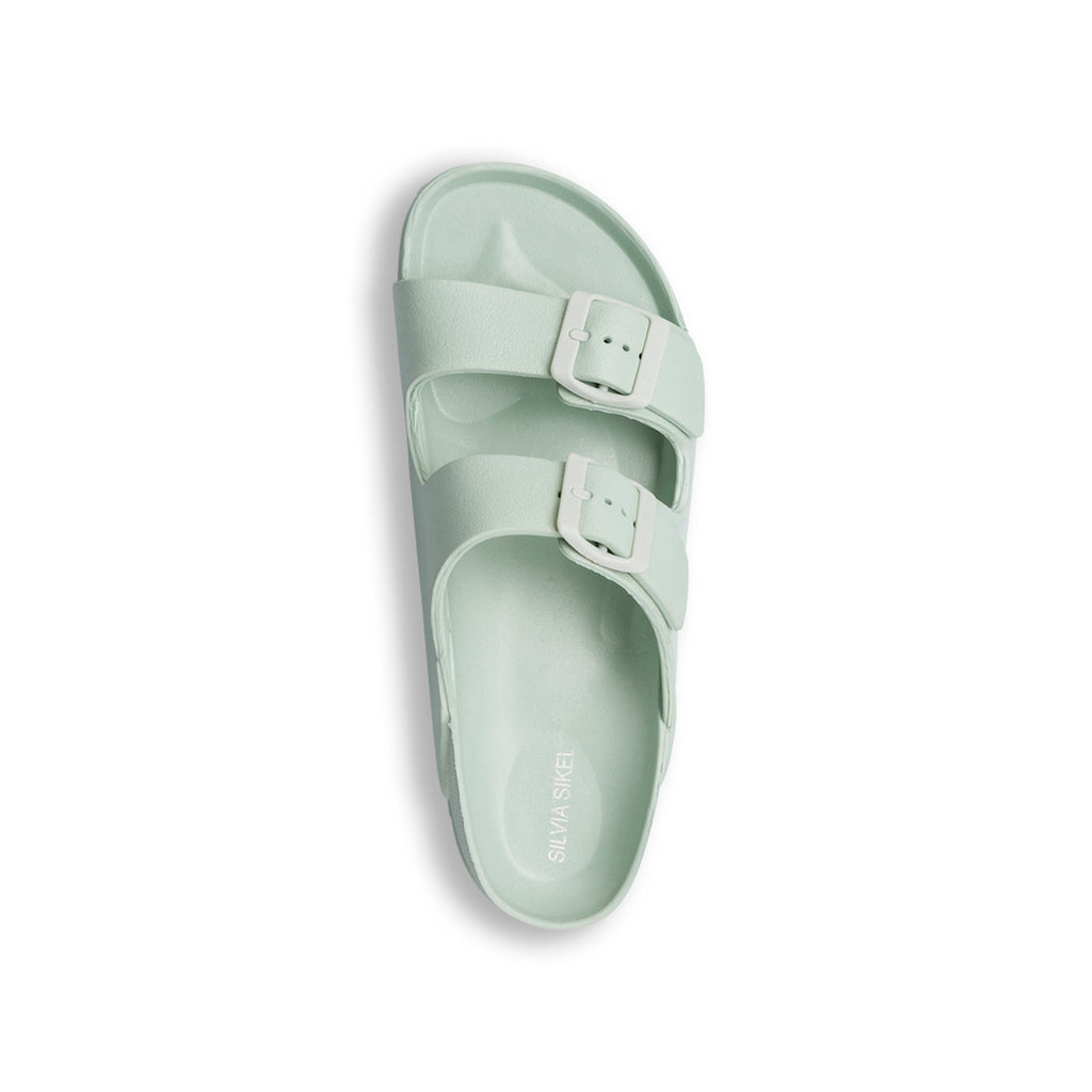 Ciabatte da donna verde menta a doppia fascia Silvia Sikel