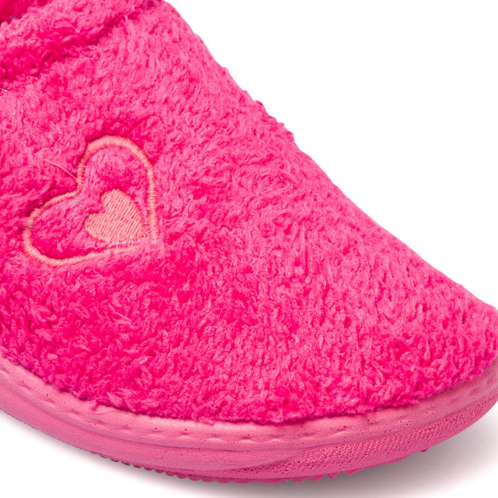 Pantofole da donna fucsia in tessuto con cuore ricamato Forzasette