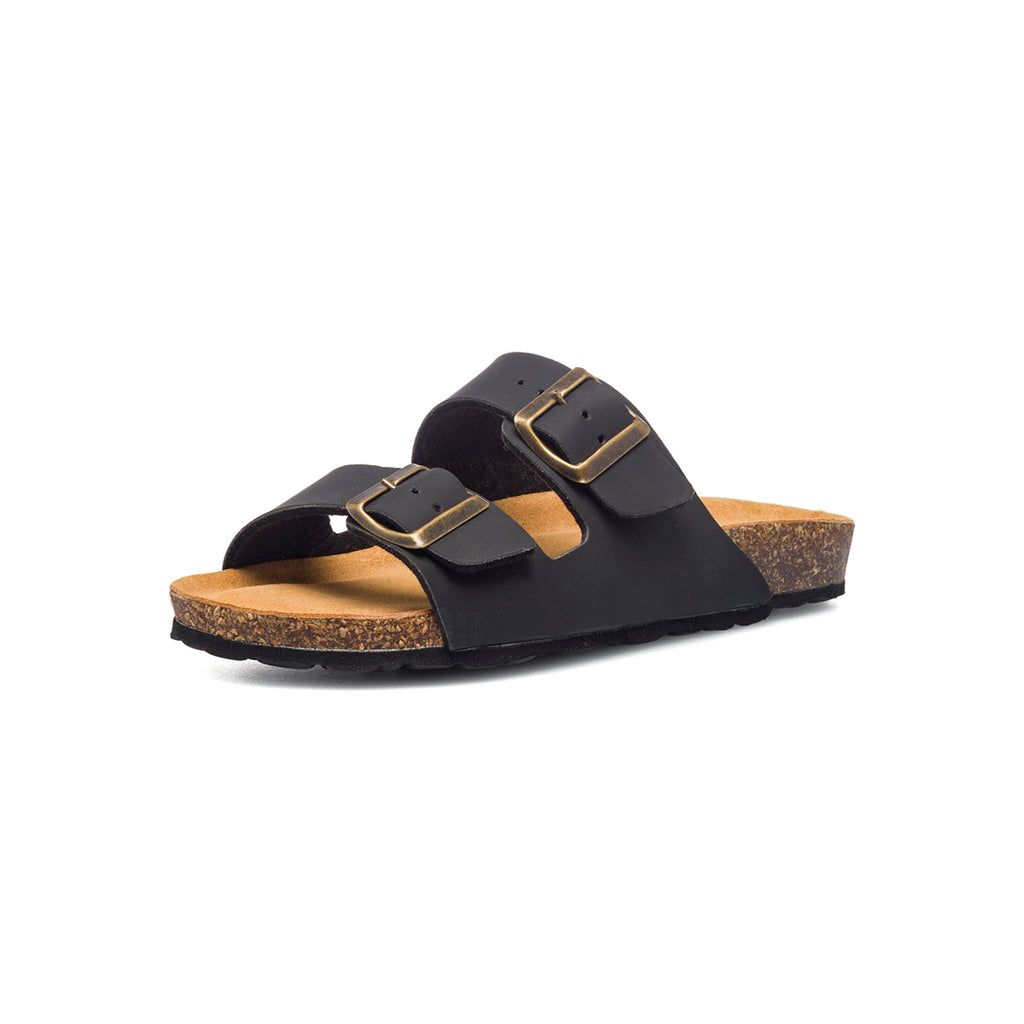 Ciabatte nere da donna con fibbie in metallo Italia Trend Sabina