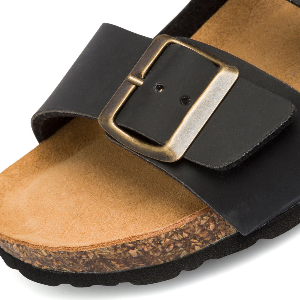 Ciabatte nere da donna con fibbie in metallo Italia Trend Sabina