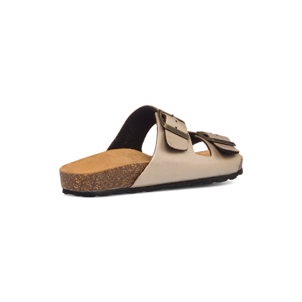 Ciabatte color platino da donna con fibbie in metallo Italia Trend Sabina