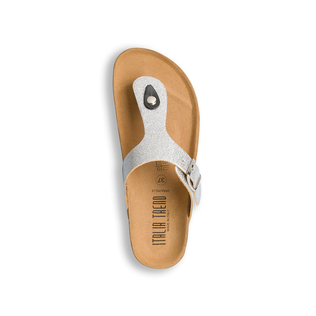 Ciabatte infradito argento glitterate da donna Italia Trend Zeudi