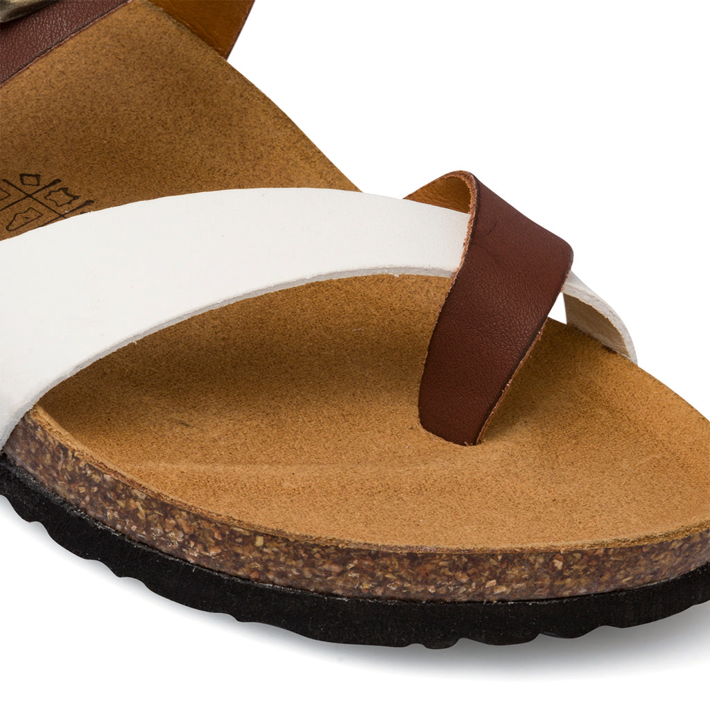 Ciabatte infradito marroni e bianche da donna Italia Trend Cassandra