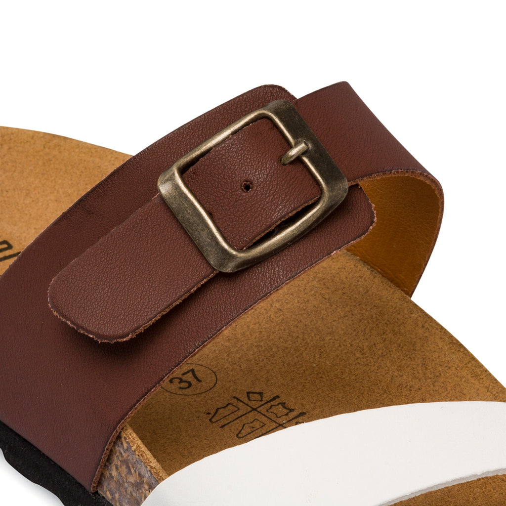 Ciabatte infradito marroni e bianche da donna Italia Trend Cassandra