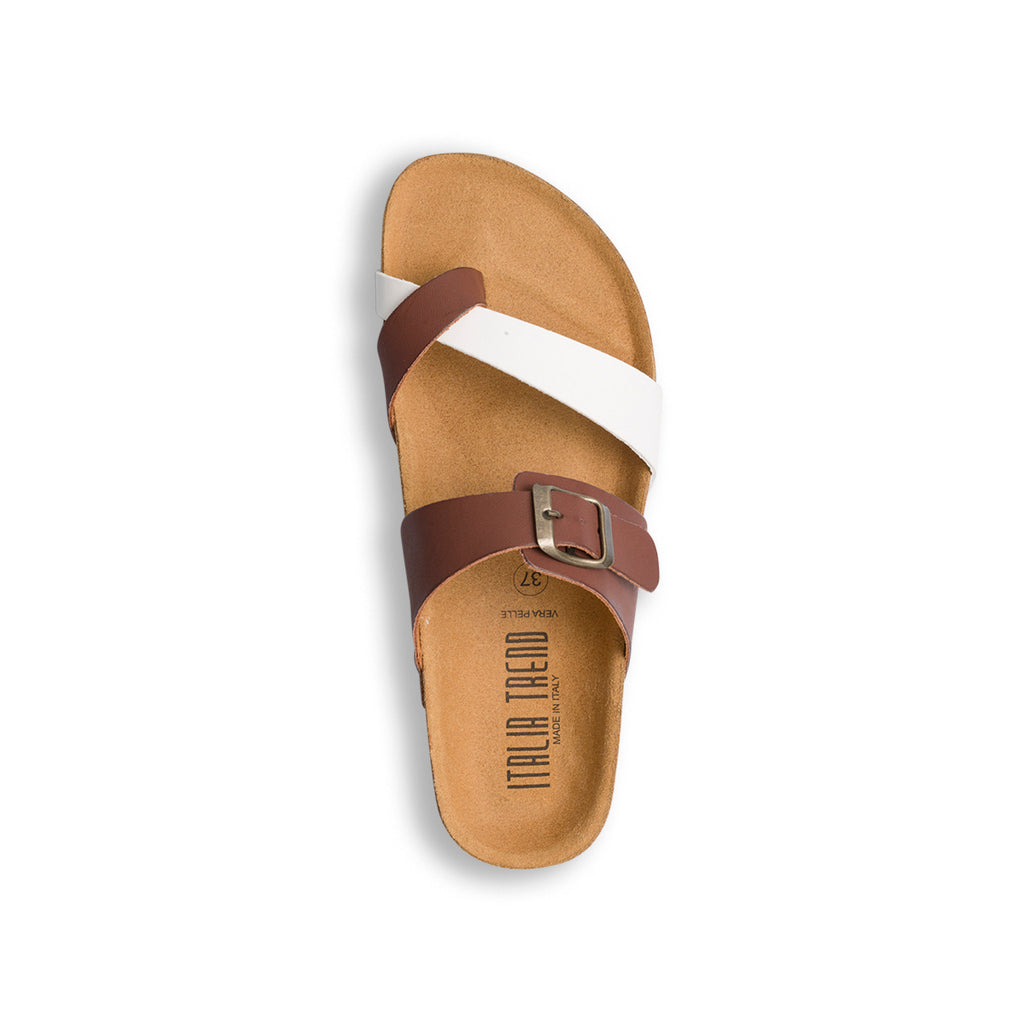 Ciabatte infradito marroni e bianche da donna Italia Trend Cassandra
