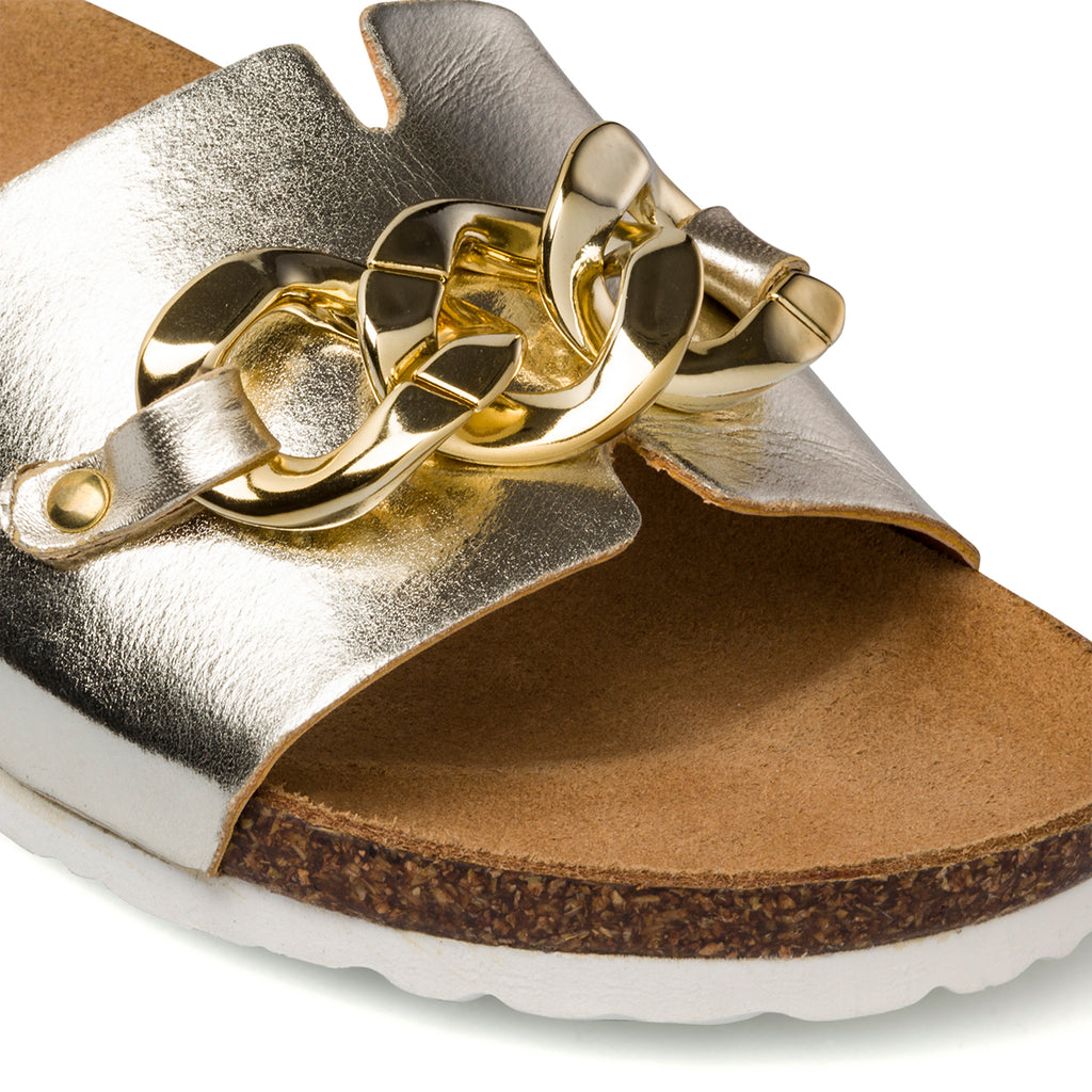 Ciabatte da donna platino con maxi-catena Italia Trend Wendy