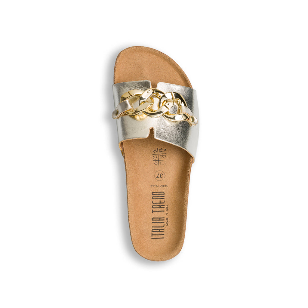 Ciabatte da donna platino con maxi-catena Italia Trend Wendy