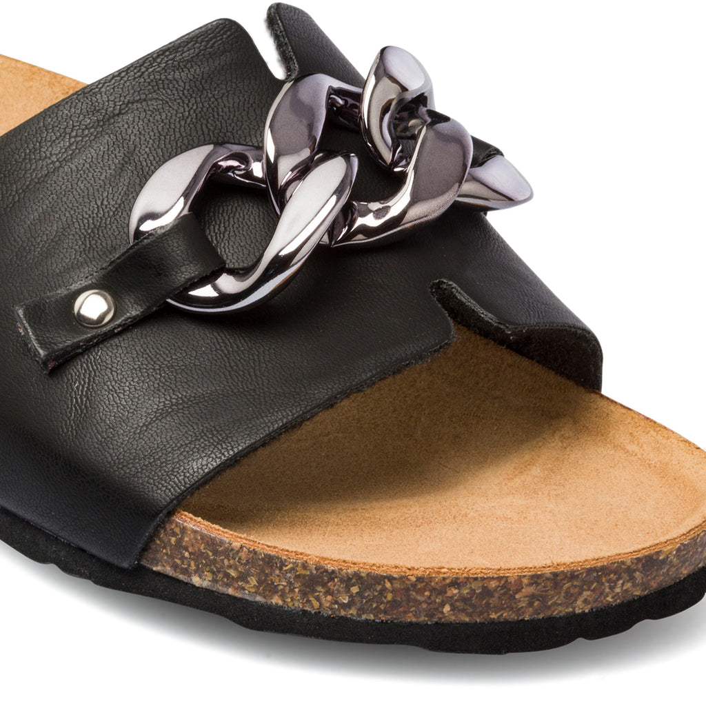 Ciabatte da donna nere con maxi-catena Italia Trend Wendy