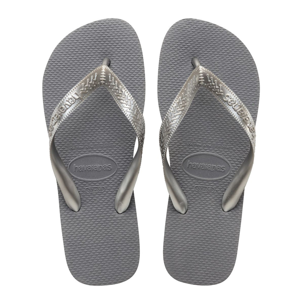 Ciabatte infradito grigie da donna con dettaglio laminato Havaianas Top Tiras