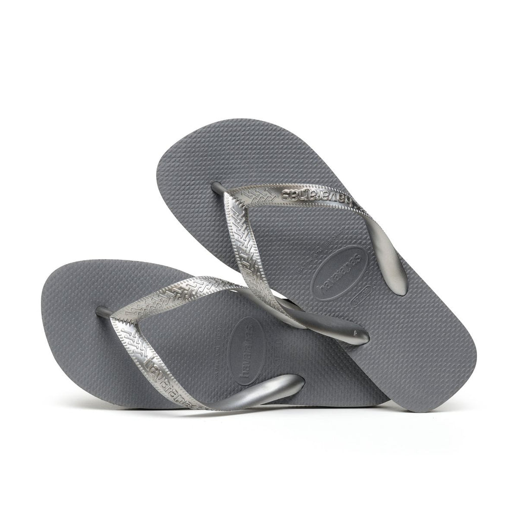 Ciabatte infradito grigie da donna con dettaglio laminato Havaianas Top Tiras