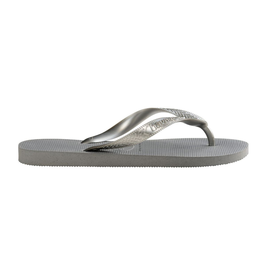 Ciabatte infradito grigie da donna con dettaglio laminato Havaianas Top Tiras