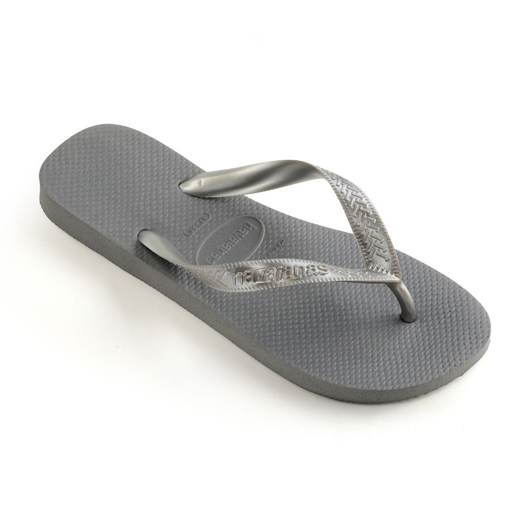Ciabatte infradito grigie da donna con dettaglio laminato Havaianas Top Tiras