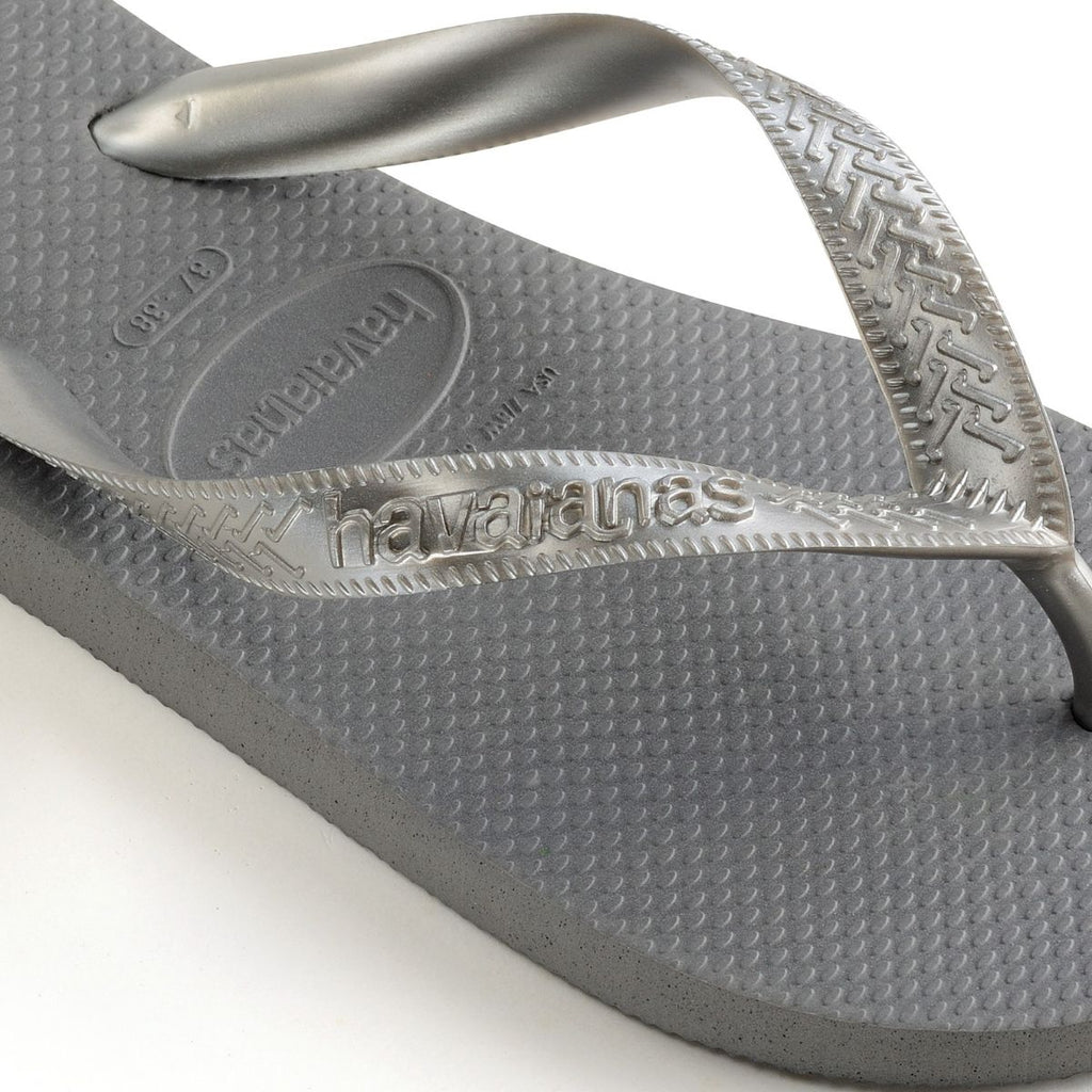 Ciabatte infradito grigie da donna con dettaglio laminato Havaianas Top Tiras