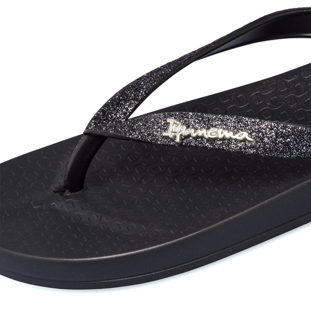 Ciabatte infradito nere e argento glitterate da donna Ipanema Anatomic Lolita