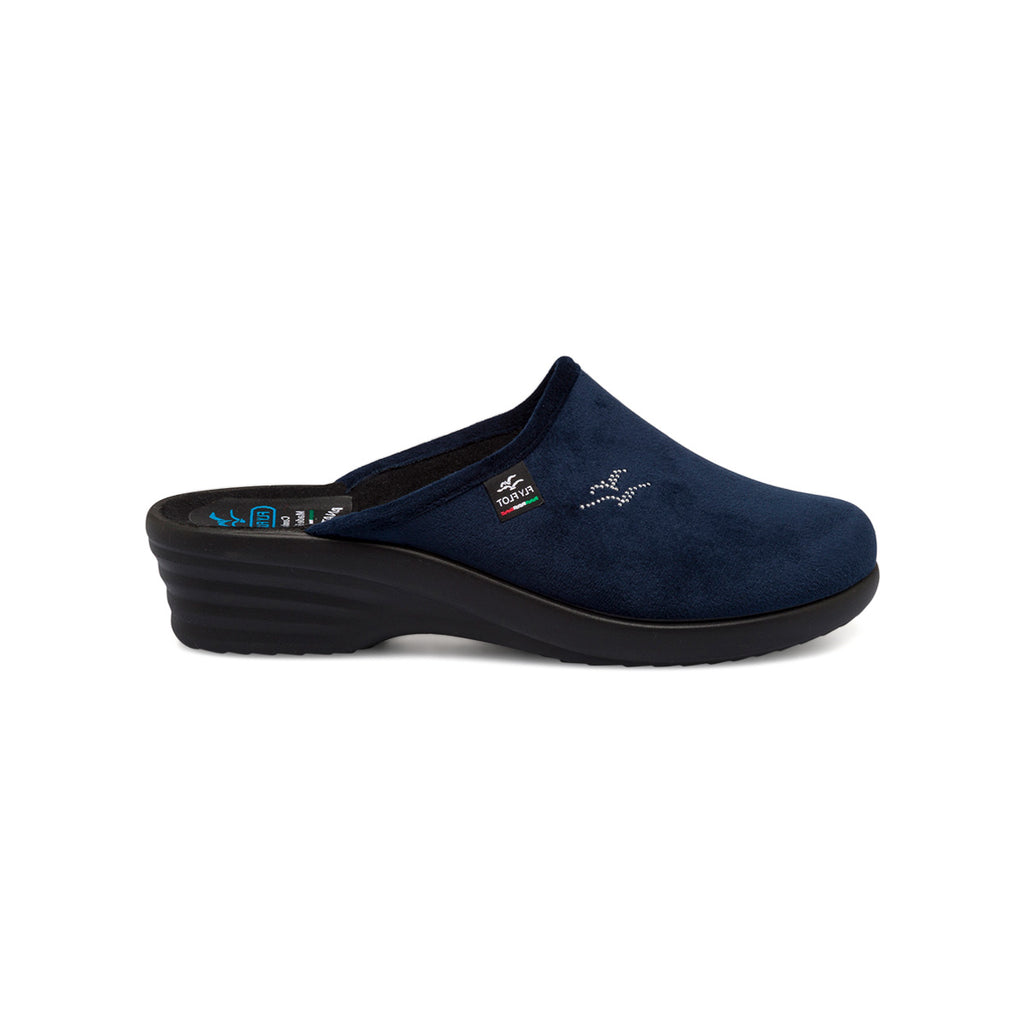 Pantofole blu da donna con sottopiede anatomico Fly Flot