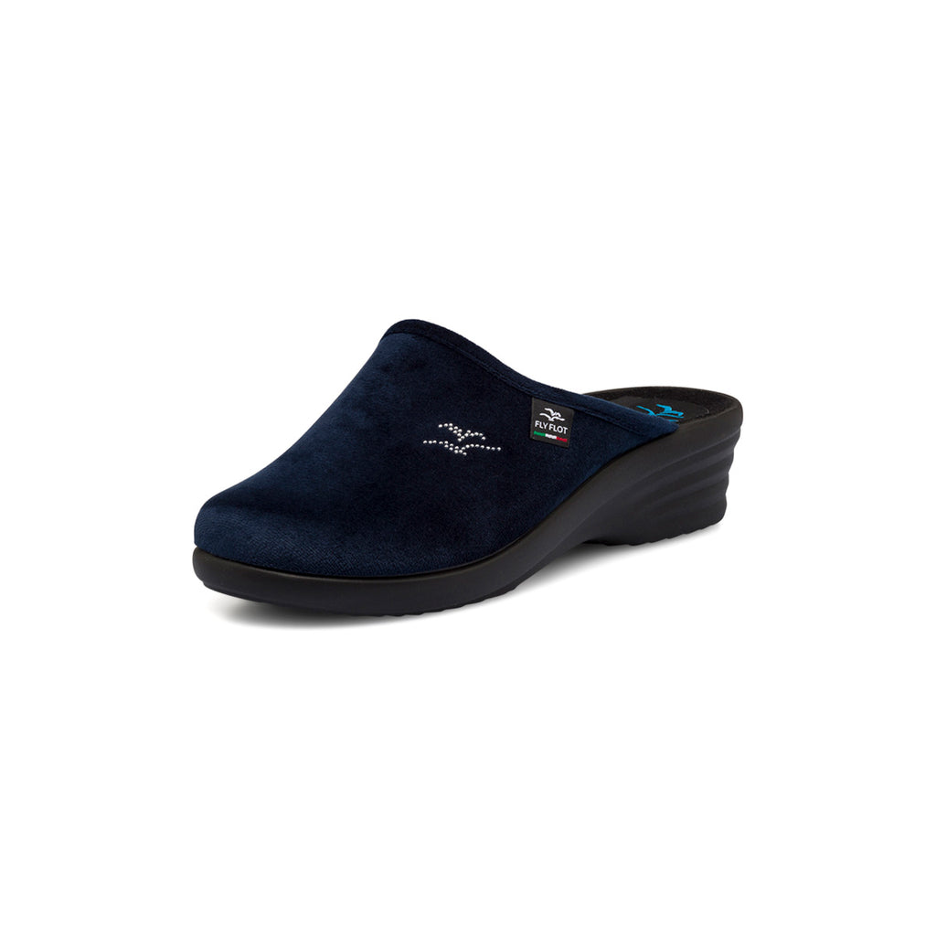 Pantofole blu da donna con sottopiede anatomico Fly Flot