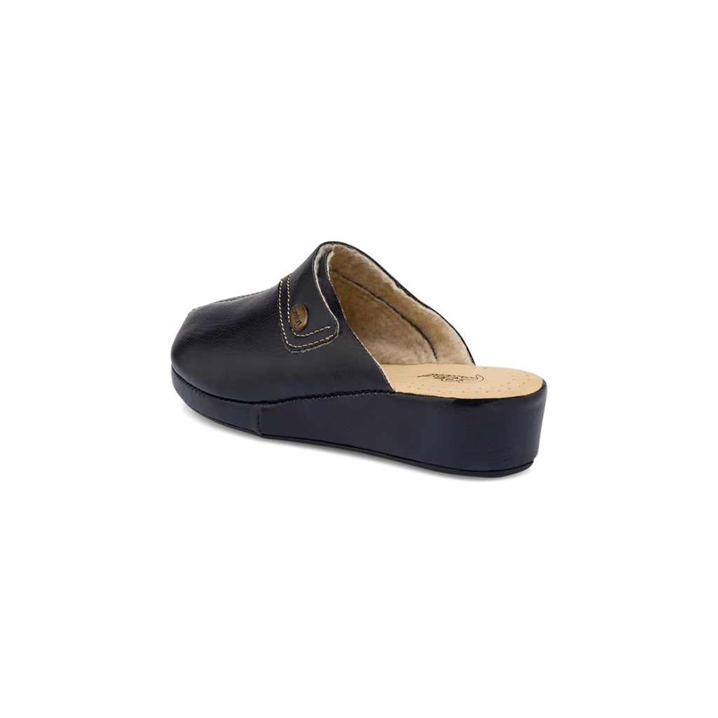 Pantofole blu scuro da donna con sottopiede in pelle Stilrosa