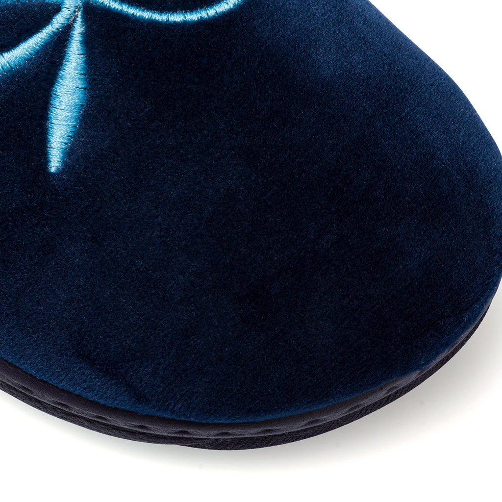 Pantofole blu in tessuto da donna con decorazione Stilrosa