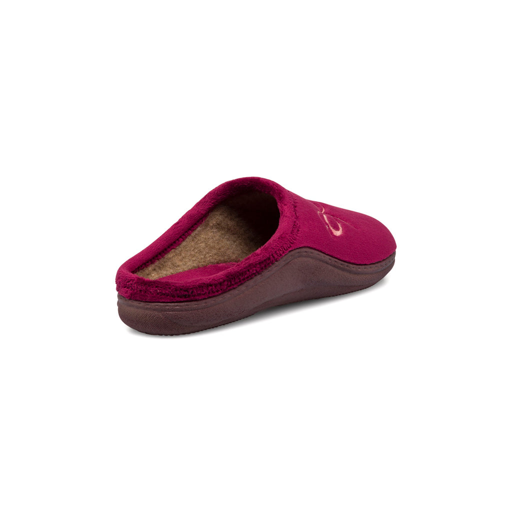Pantofole bordeaux in tessuto da donna con decorazione Stilrosa