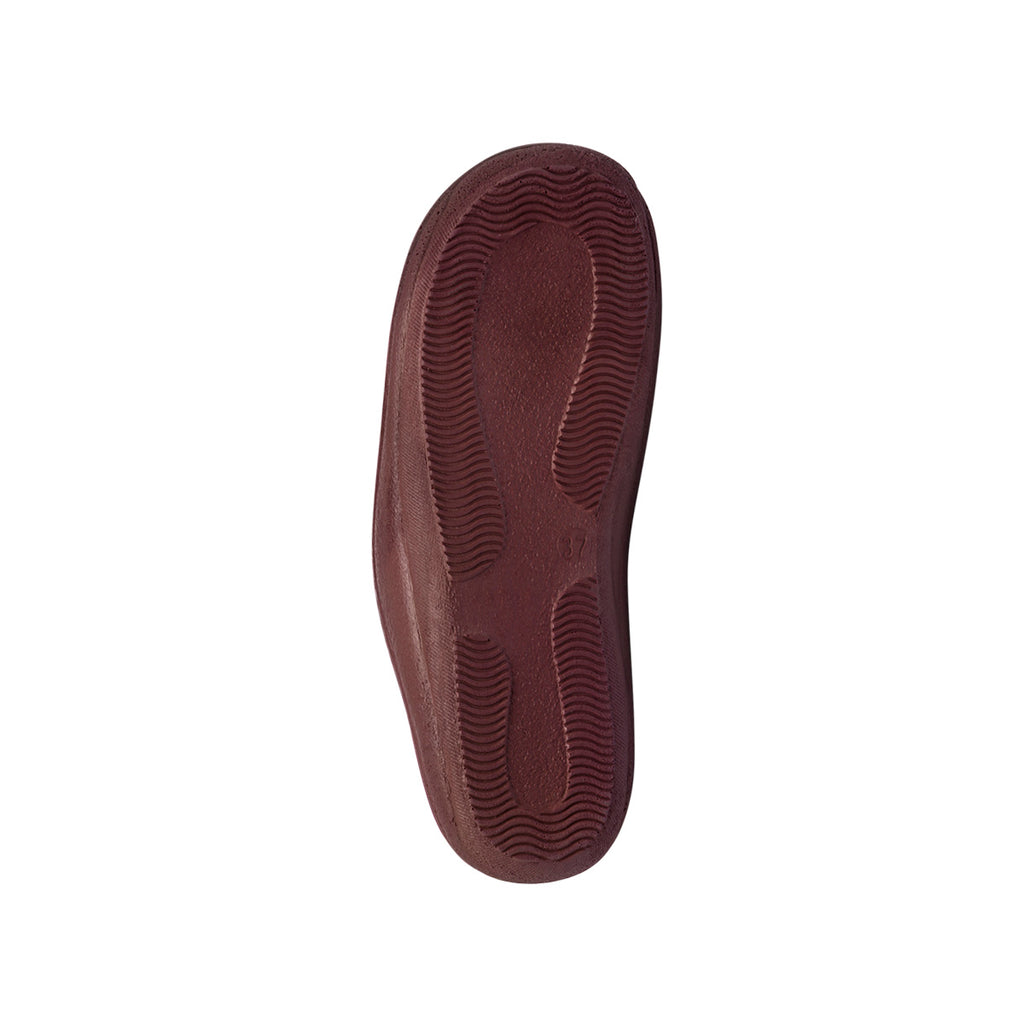 Pantofole bordeaux in tessuto da donna con decorazione Stilrosa
