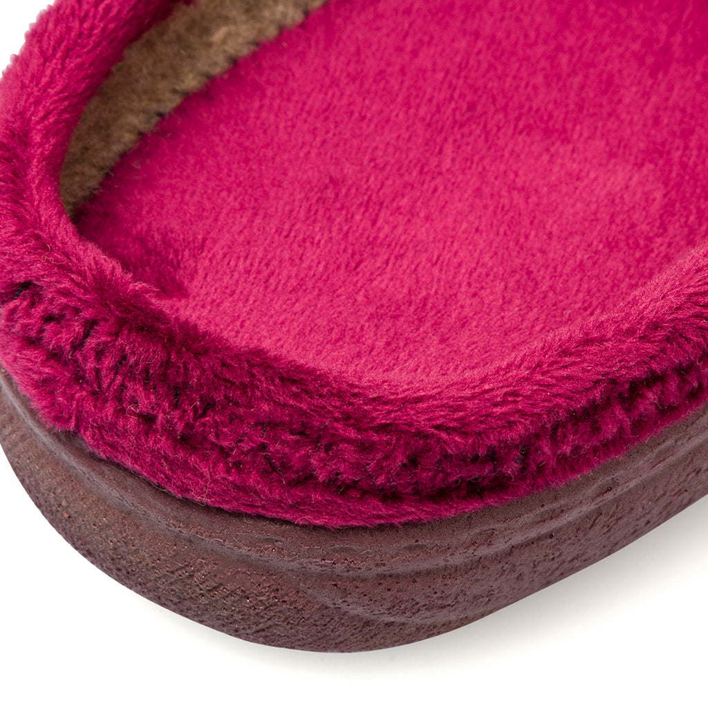Pantofole bordeaux in tessuto da donna con decorazione Stilrosa