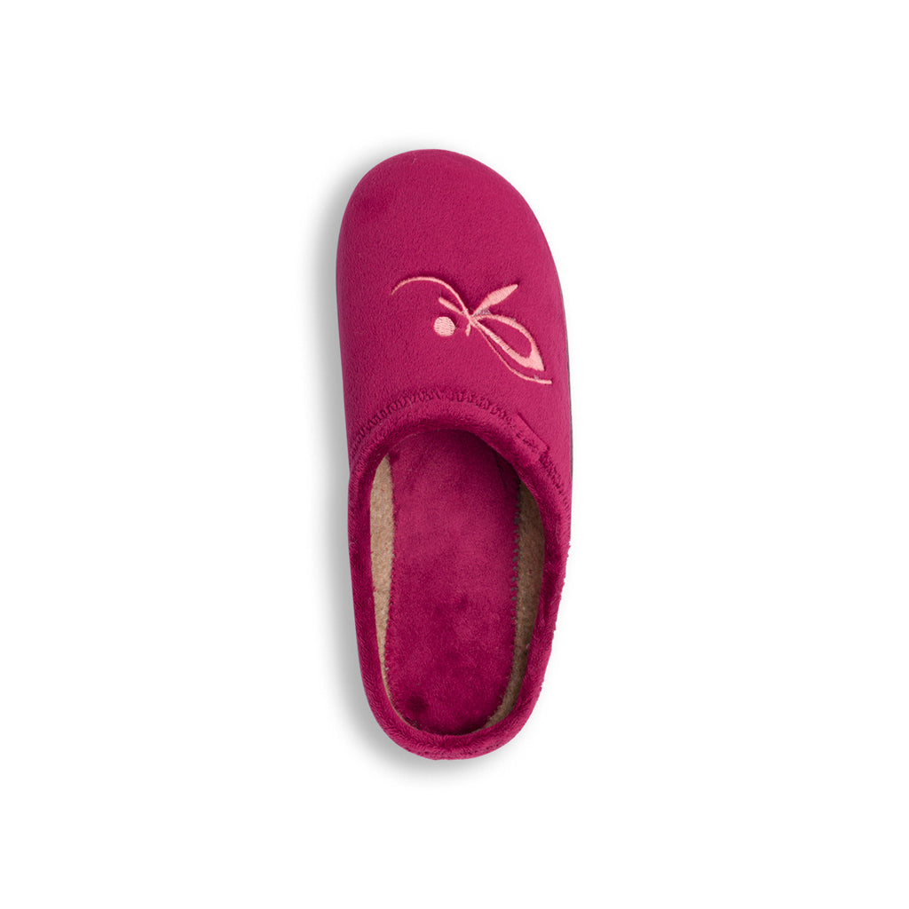 Pantofole bordeaux in tessuto da donna con decorazione Stilrosa