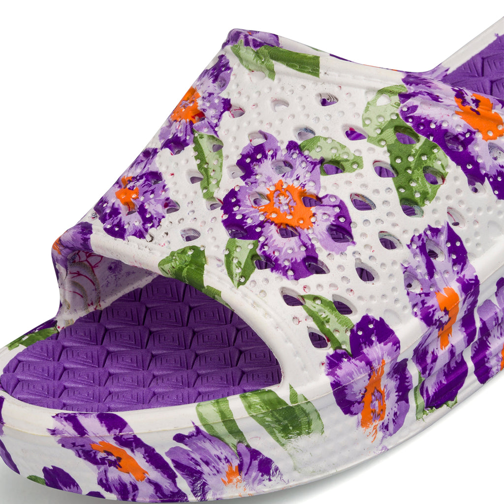 Ciabatte bianche da donna con stampa floreale Jog