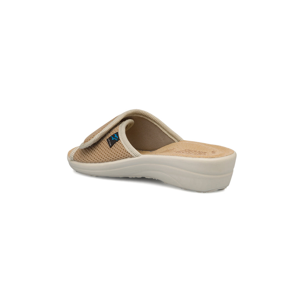 Ciabatte beige da donna con sottopiede in pelle Fly Flot