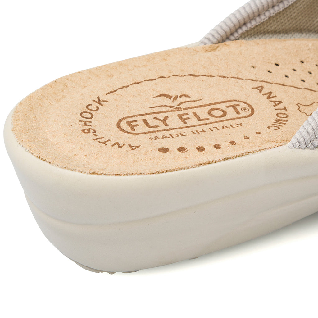 Ciabatte grigie da donna con sottopiede in pelle Fly Flot