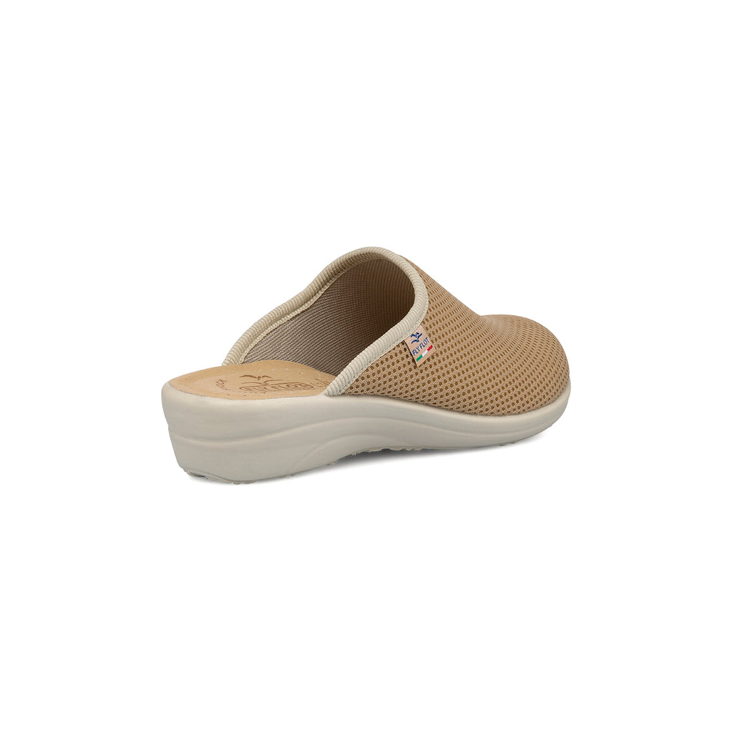 Ciabatte beige da donna con sottopiede in pelle Fly Flot