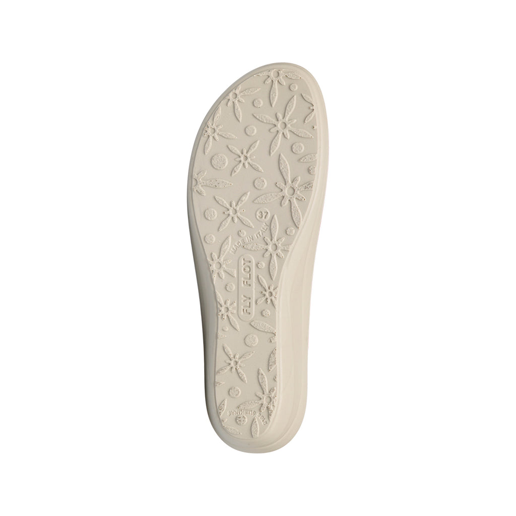 Ciabatte da donna bianche con sottopiede in pelle e dettagli traforati Fly Flot