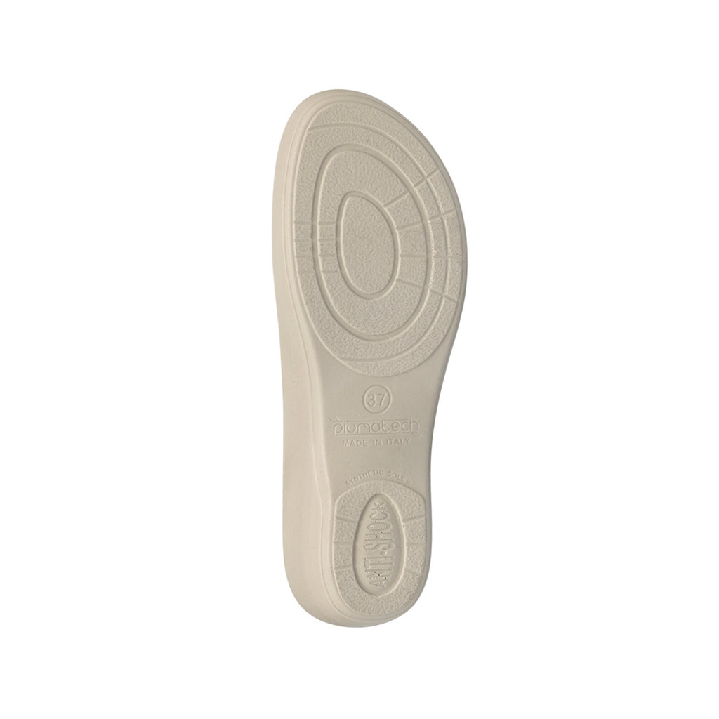 Ciabatte da donna bianche con sottopiede in pelle e fiore decorativo Fly Flot