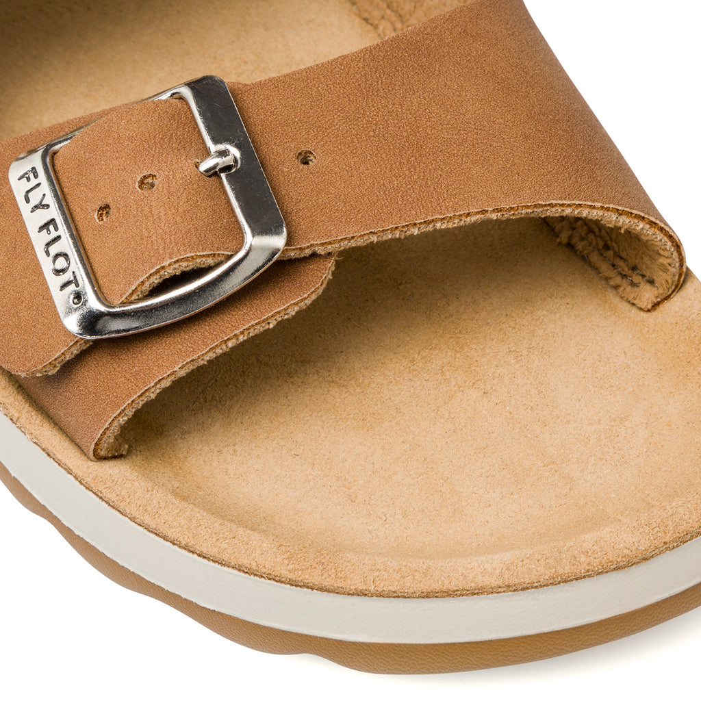 Ciabatte da donna color cuoio con sottopiede anti-shock Fly Flot