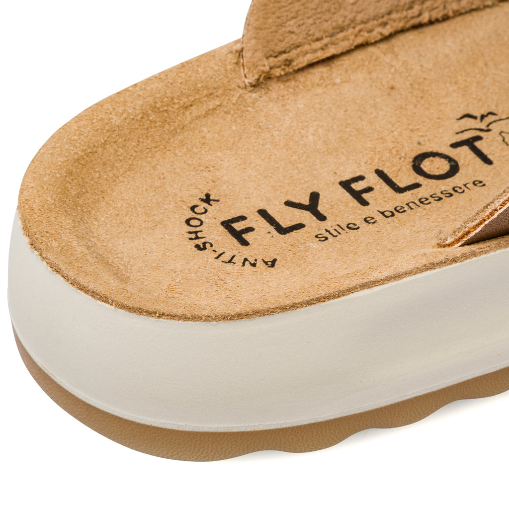 Ciabatte da donna color cuoio con sottopiede anti-shock Fly Flot