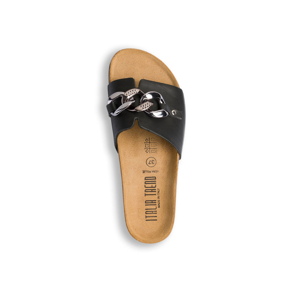Ciabatte da donna nere con maxi-catena Italia Trend Wendy