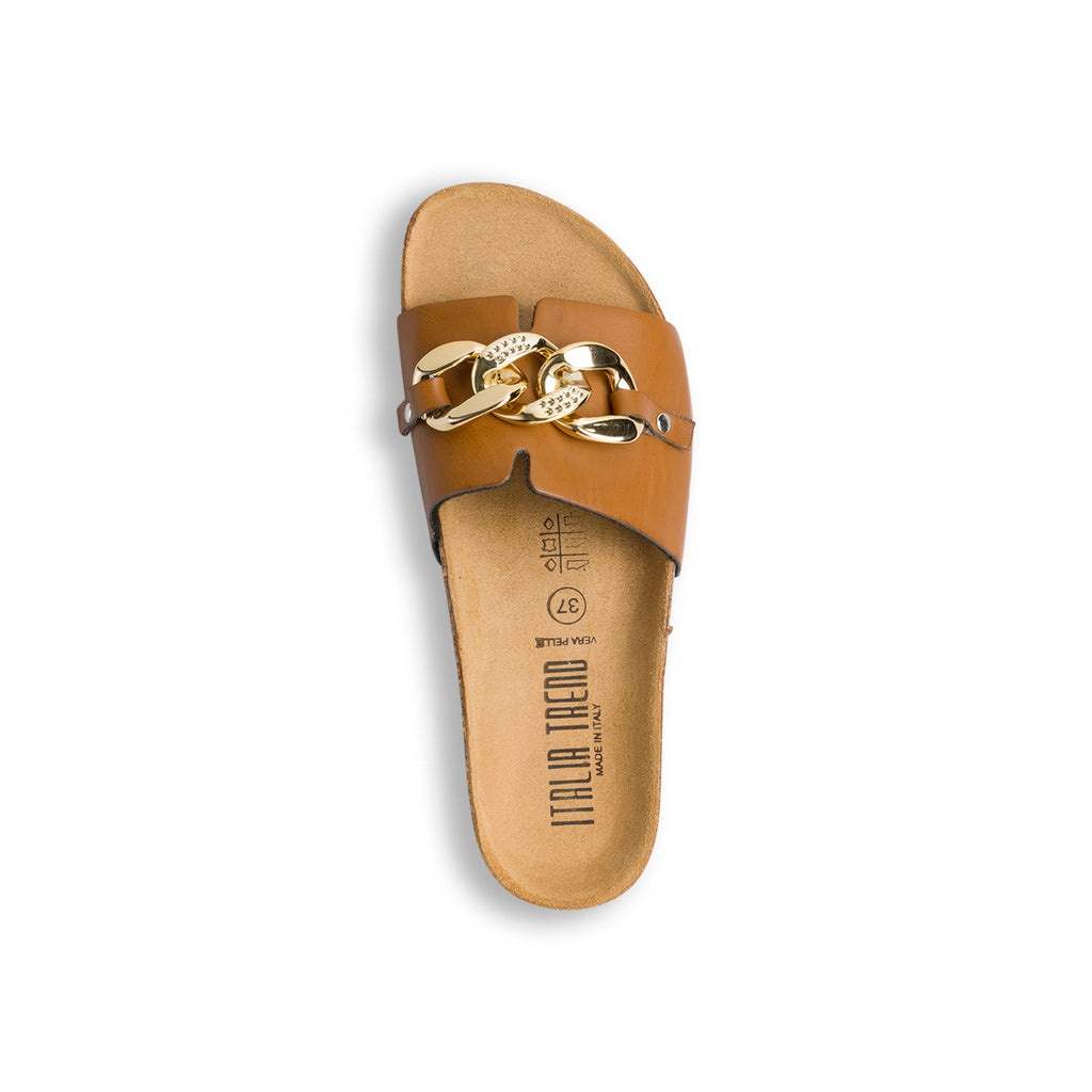 Ciabatte da donna marroni con maxi-catena Italia Trend Wendy