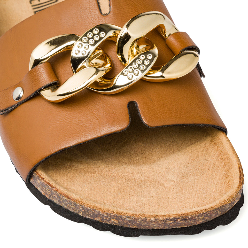 Ciabatte da donna marroni con maxi-catena Italia Trend Wendy