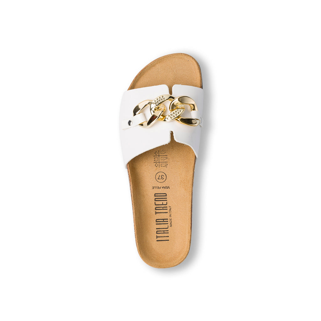 Ciabatte da donna bianco con maxi-catena Italia Trend Wendy
