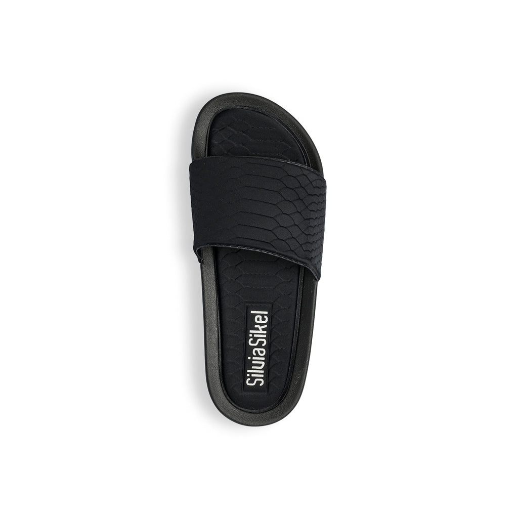 Ciabatte nere da donna effetto cocco Silvia Sikel