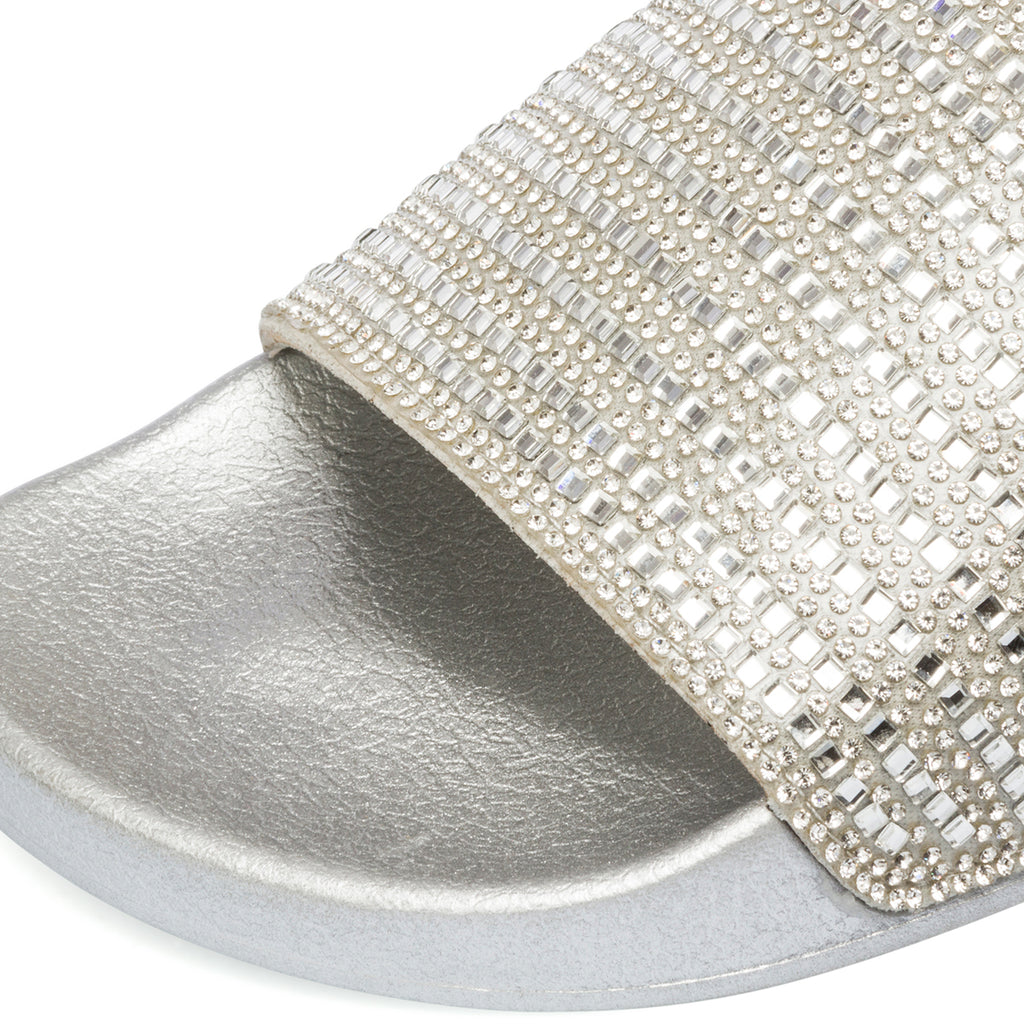 Ciabatte argento da donna con strass Silvia Sikel