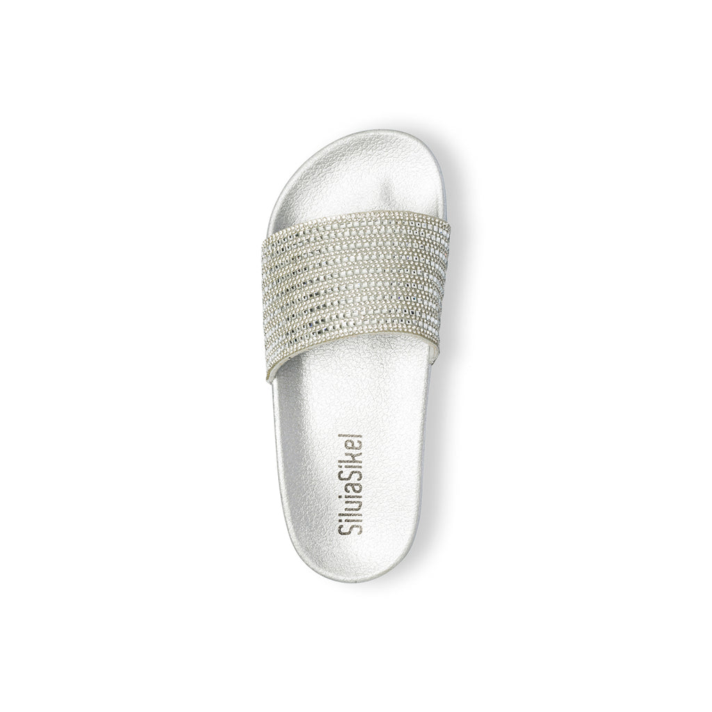 Ciabatte argento da donna con strass Silvia Sikel