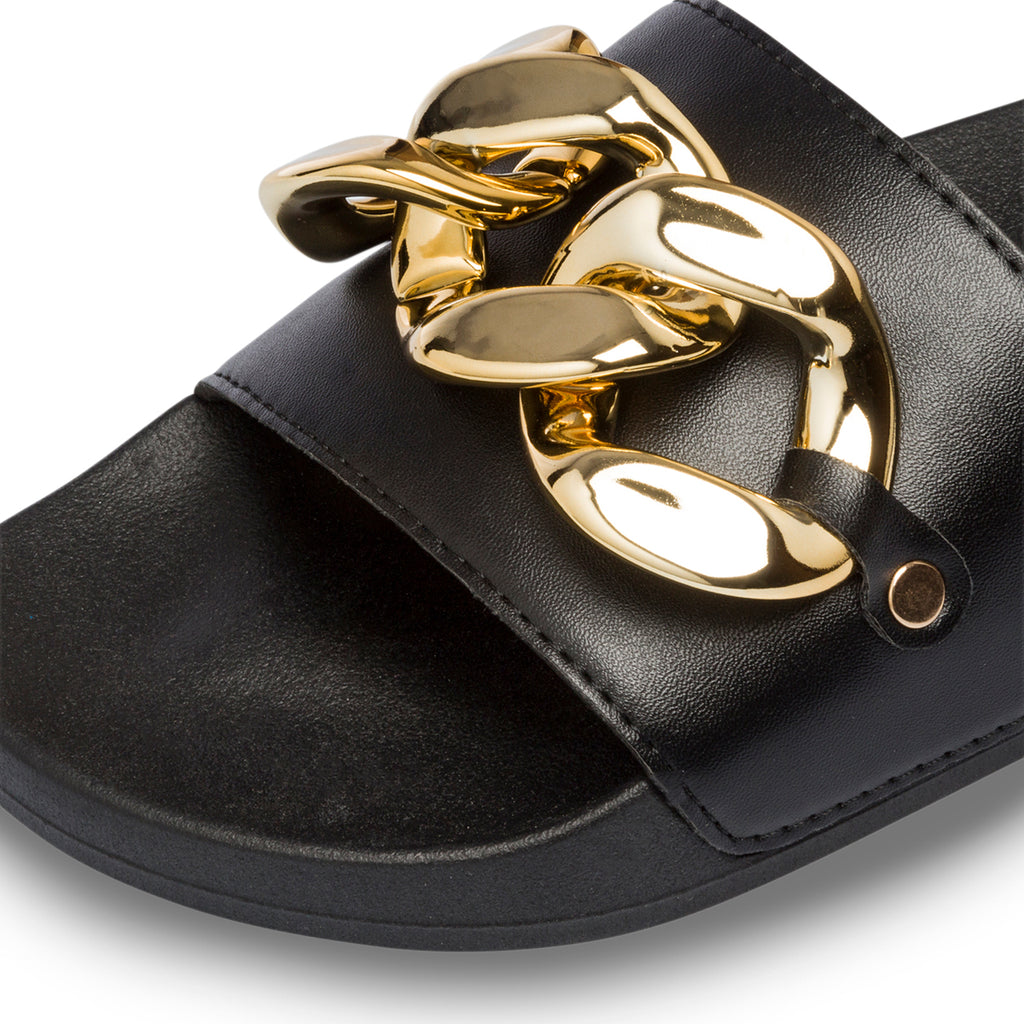 Ciabatte nere da donna con maxi-catena Silvia Sikel