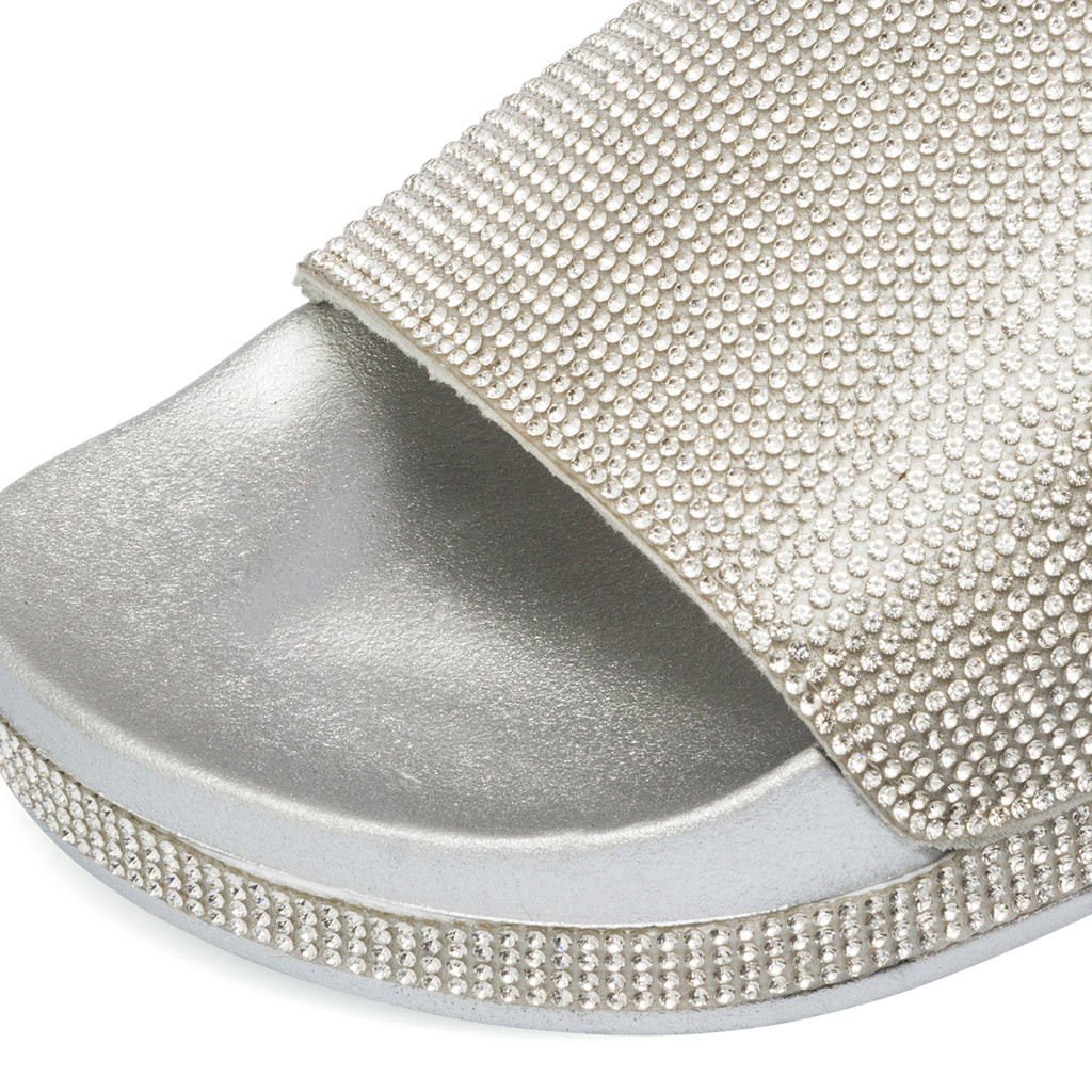 Ciabatte argento da donna con strass Silvia Sikel