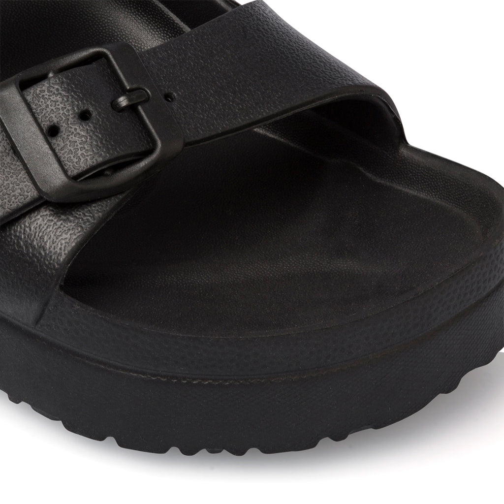 Ciabatte nere da donna con doppia fibbia Silvia Sikel