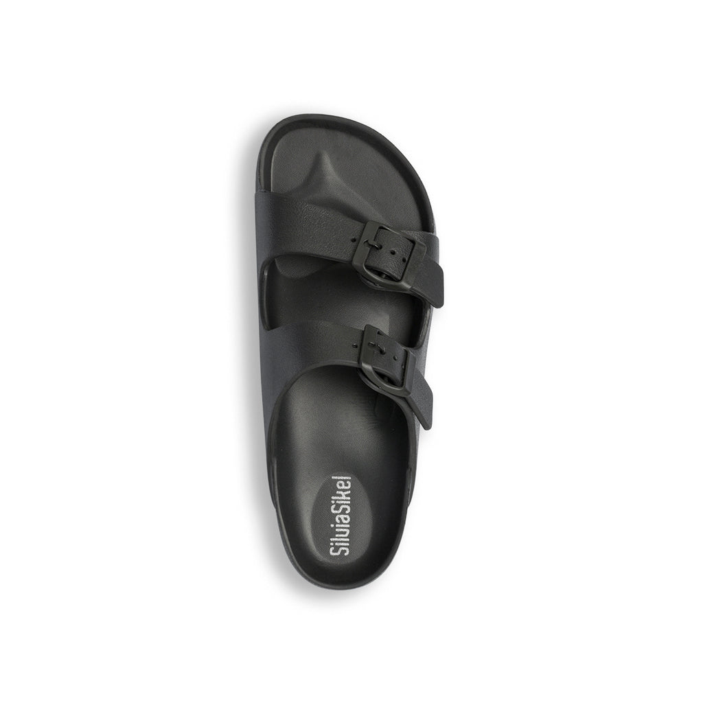 Ciabatte nere da donna con doppia fibbia Silvia Sikel