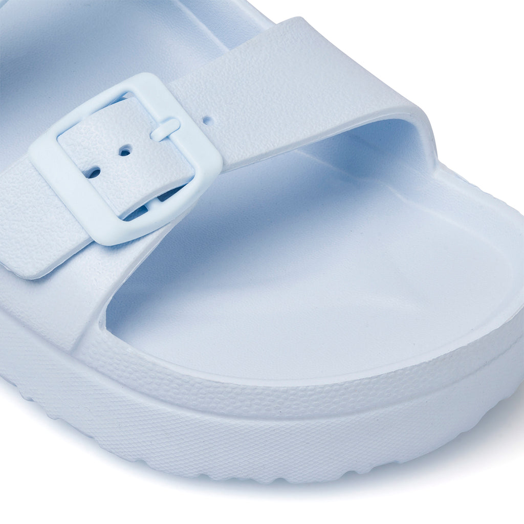 Ciabatte azzurre da donna con doppia fibbia Silvia Sikel