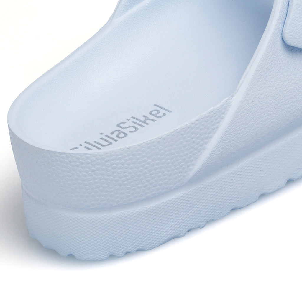 Ciabatte azzurre da donna con doppia fibbia Silvia Sikel