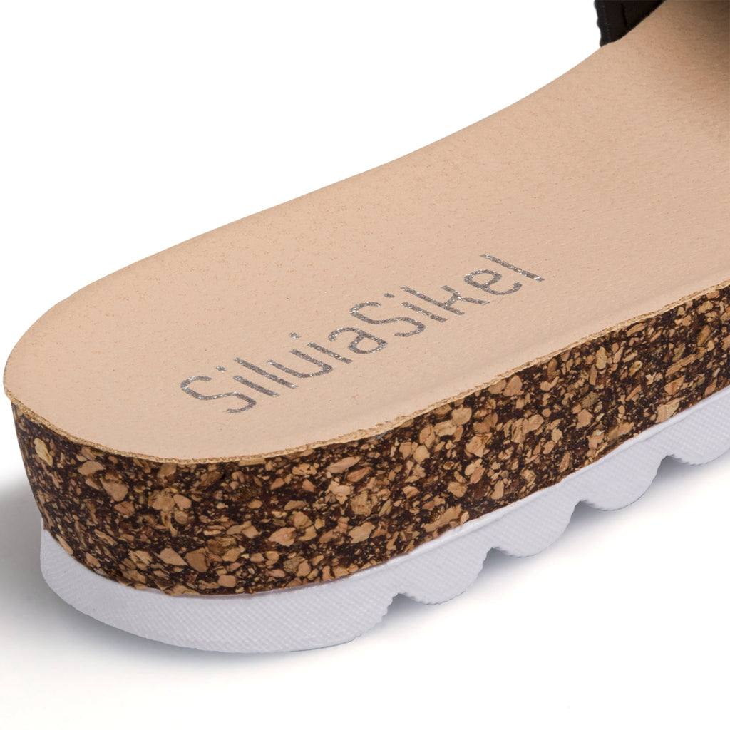 Ciabatte nere da donna con strass e perline Lora Ferres On The Beach