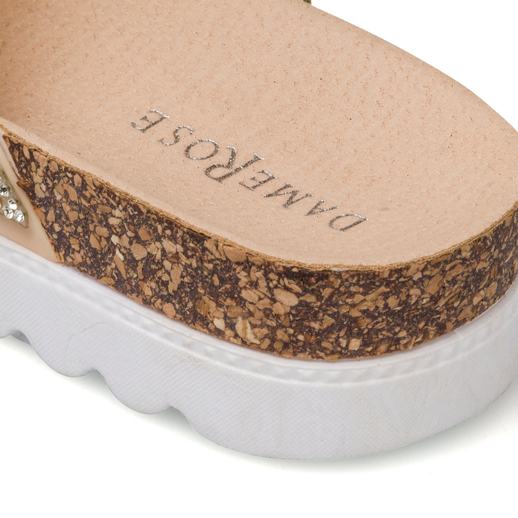 Ciabatte infradito oro da donna con strass e perline Lora Ferres On The Beach