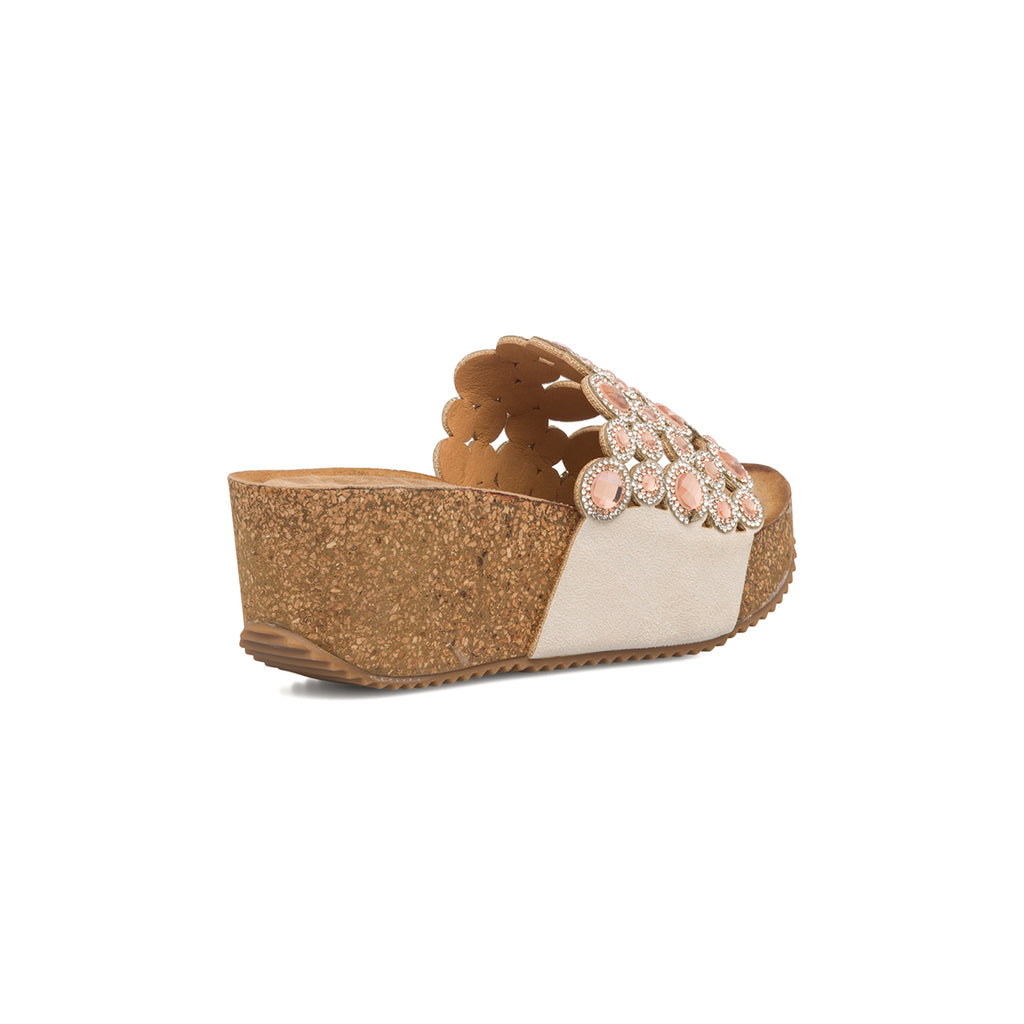 Ciabatte beige da donna con strass e perline Lora Ferres On The Beach